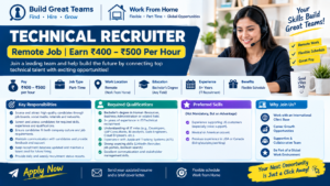 Technical Recruiter Remote Job – Earn ₹400 to ₹500 Per Hour